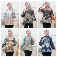 Blouse Batik Kombinasi / Atasan Batik Wanita Modern