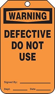 Accuform MDT303CTM PF-Cardstock Safety Tag, Legend"Warning DEFECTIVE Do Not Use", 5.75" Length x 3.2