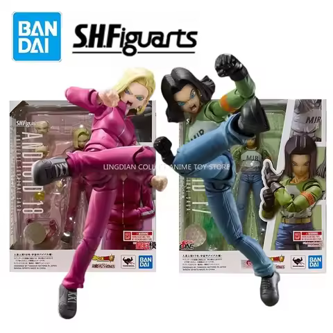 In Stock Bandai S.H.Figuarts SHF Dragon Ball Super Android 17 18Model Kit Anime Action Fighter Finis