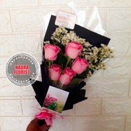 bucket bunga mawar pink/mawar pink asli/ bunga ultah/bunga asli