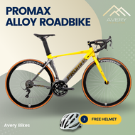 Promax Alloy Road Bike 3x7 speed / 2x9 speed 700x23c / 700x25c Budget Road Bike Aero Road Bike Mechanical Disc Brake Aluminum Frame Outdoor Recreational Exercise Cycling RB with Free Helmet