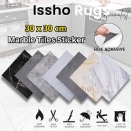 ISSHO 30X30CM Marble Vinyl Floor Sticker Self Adhesive Tiles Waterproof PVC Flooring Lantai Pelekat 