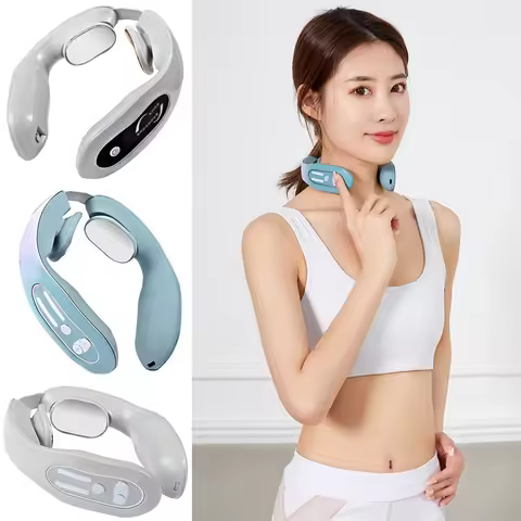 EMS-Neck Acupoints Lymphvity Massager Device Intelligent Neck Massager With Heat for Neck Shoulder