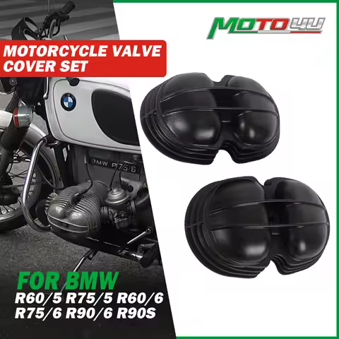 MOTO4U Cafe Racer Left & Right Motorcycle Aluminium Valve Cover Set Black For BMW R Airhead R60/5 R7