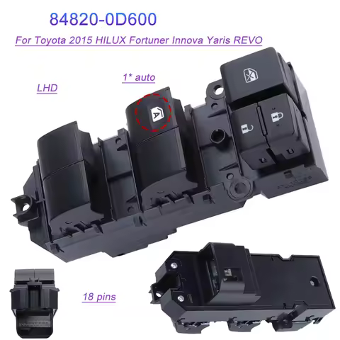 For Toyota 2015 HILUX Fortuner Innova Yaris REVO Front Left Power Window Switch 84040-0D600 Car Part