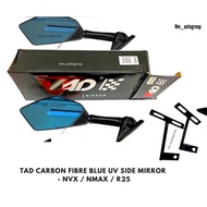 TAD ORI Full Carbon Fiber Side Mirror with Blue UV Set - NVX V1 V2 / NMAX V1 V2 / R15 / R25