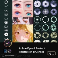 More than 70 Procreate highlighter stamps & Photoshop. Procreate eye stamp. Eye reflection stamp