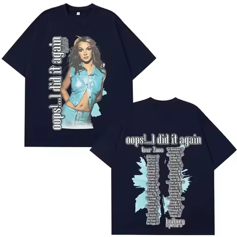 Singer Britney Spears Oops! I Did It Again Tour 2000 2026 T-shirts Man Summer Fashion Hip-hop Tshirt