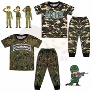 (1Y-12Y) NR MILITARY FULL PRINT Cotton Kids Pajamas - Pyjamas Army Boys Baju Tidur Budak Askar Kanak