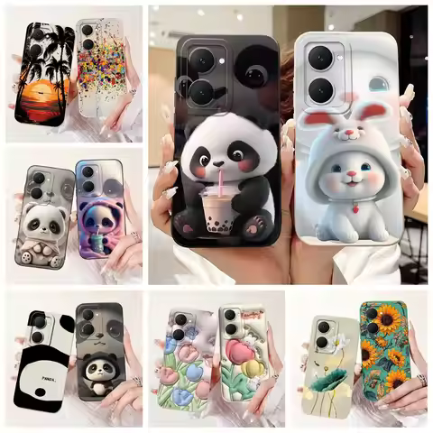 For Vivo Y03 Y03t Case Vivo Y18 Y18e Y18i Cute Panda Cartoon Cover Soft TPU Phone Case For Vivo Y28s