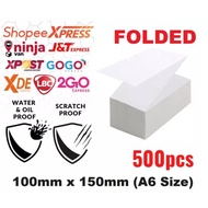 A6 Waybill Sticker Shipping Paper Roll Three-proof A6 Thermal Label Paper 500 SHEETS 100mm*150mm