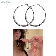 ANYS Silver Hoop Earring Tiny Bead Earrings for Women Lightweight Big Silver Circle Earrings Big Thi