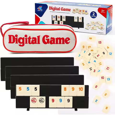 Rummy Cube Game with 4 Racks, 106 Rummy Cube Game Set with Portable Case, Rummy Tiles Travel Set for