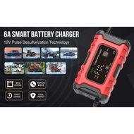 Foxsur 12V6A Car Battery Charger Full Automatic Intelligent Pulse Repair Charging Lead-Acid Motor Bo