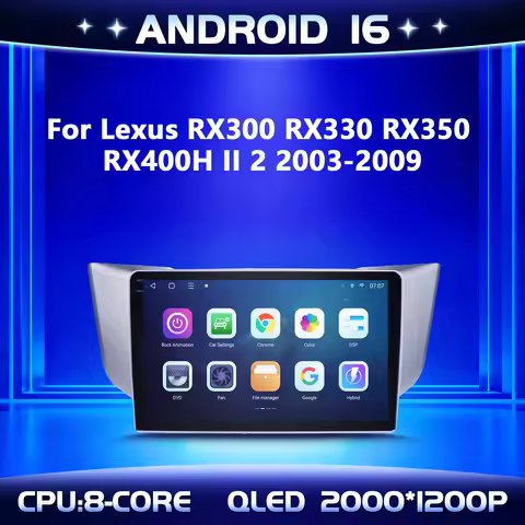 9" For Lexus RX300 RX330 RX350 RX400H II 2 2003-2009 White Car Multimedia Radio Android 16 System BT