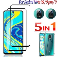 5-In-1 2 ชิ้นกระจกนิรภัยสำหรับXaomi R Edmi Note9 9 วินาที 9Pro 9 Pro Maxป้องกันหน้าจอสำหรับR Edmi 9 เต็มฝาครอบแก้ว + เลนส์กล้อง + กรณีแว่นตานิรภัยป้องกันรอยขีดข่วน 9H Red Mi Note 9 S 9Pro Front Film