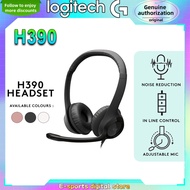 Logitech H390 USB Headset Rotating Noise Canceling Mic Digital Stereo Sound Wired On Ear Headphone
