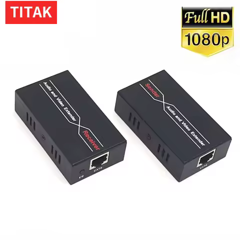60M KVM Extender over Cat6 1080P USB KVM Ethernet Extender Transmitter with Loop out USB Keyboard Mo