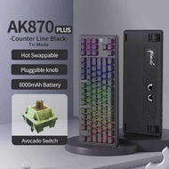【High Quality】 AJAZZ Ak870 Plus 87-Key Mechanical Gaming Keyboard RGB Backlit All-Key Hot Swap Magne
