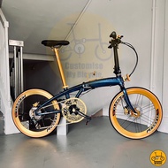 👨‍🔧 Crius Velocity 22” 𝗟𝗶𝗴𝗵𝘁𝘄𝗲𝗶𝗴𝗵𝘁 Shimano 10s 𝗠𝗥𝗧/𝗕𝘂𝘀-𝗙𝗿𝗶𝗲𝗻𝗱𝗹𝘆 Blue Gold Folding Bike Promend Pedal