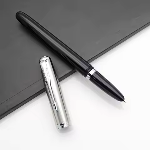 Jinhao 86 Fountain Pen Silver Cap with clip EF Nib 0.38mm Resin Classic Ink Pen student gift office 
