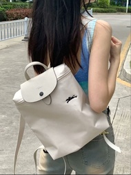 🔥清庫存｜超低價走貨 | Clear Stock | Super Low Price Sale | 瓏驤Longchamp Le Pliage系列刺繡戰馬米白雙肩包 防潑水輕量百搭日常通勤後背包|