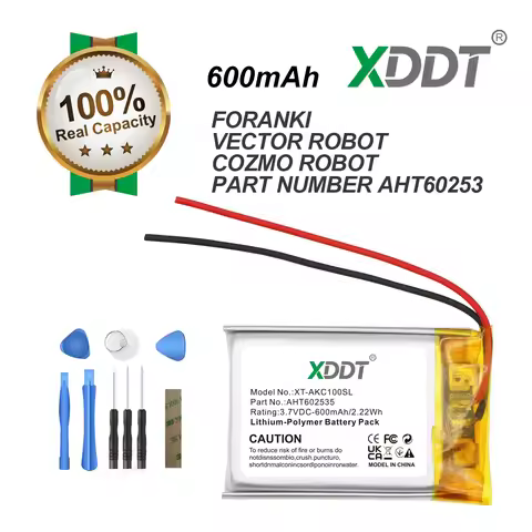 XDDT 600mAh 3.7V 2.22Wh Robot Li-Polymer Battery for Anki AHT602535 Vector Robot Cozmo Robot