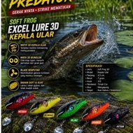 SOFT FROG 3D SNAKE HEAD 4.5CM EXCEL LURE CASTING BAIT CORK AND TOMAN