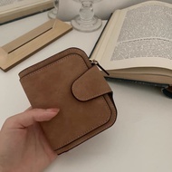 Japanese Retro Brown Short Foldable Wallet Ladies Small Card Holder Multi-card Coin Purse Wallet 6.1