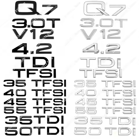 Chrome Black ABS Numbers Letters 3.0T 4.2 TDI TFSI 35TFSI 40TFSI 45TFSI 50TDI Emblem for Audi Q7 Ser