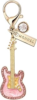 MC373 Crystal Guitar Lobster Clasp Charm for Women Girls with Velvet Bag (Pink,1 Piece), 2.0 cm (L) 
