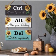 Decorative wooden board set “CTRL ALT DEL” - Inspirational - Wall hanging, desk, study