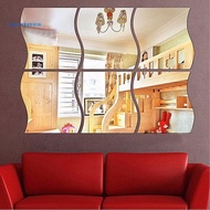PEH-6Pcs Wall Sticker Removable 3D Decoration Mirror Effect DIY Mirror Wall Sticker for