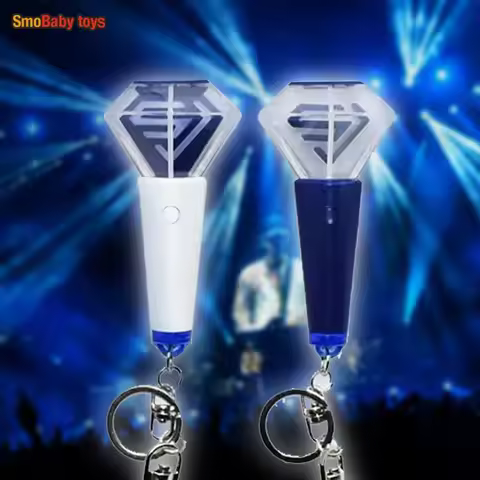 Kpop Super Junior Ver2 Mini Light Stick Keychains SJ Blue Special Lights Keyrings Fans Gifts
