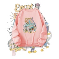 Epcot World Tour Sweatshirt Mickey Minnie Universal Adventure Print Trendy Round Neck Top
