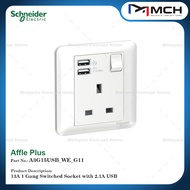 SCHNEIDER AFFLE PLUS 13A 1GANG 2.1A USB SOCKETS