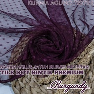 ½ Meter Kain Tile Polkadot Halus / Tile Halus Motif Bintik Dot Warna BURGUNDY Premium Bahan Dress Ga