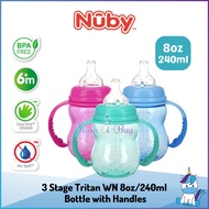 [NEW] Nuby 3 Stage Tritan WN Bottle 8oz/240ml with Holder - Pink / Blue / Green [6J+] BPA FREE | HUS