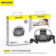 Awei T86 ENC Noise Canceling Earphones Wireless Bluetooth Earbuds HiFi Stereo Headphones Earphone Long Battery Life
