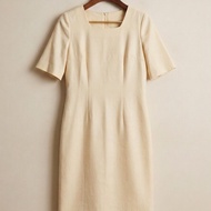 Second-Hand Japanese Women's Skirt Dress Beige Cream Color Square Neck
