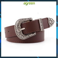 AG Women Black Leather Blet Retro Metal Buckle Waistband Ladies Jeans Decor Waist Belt