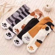 2/5 Pairs Women Cats Paw Stripe 3d Socks Kawaii Fun Thick Girls Cartoon Animal Fingers Sock Hosiery 