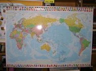 ((1世界地圖))英文版-72X106 cm -世界地圖-The World Map(雙面護背+鋁掛桿)