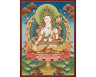 手繪白度母唐卡  和平女神