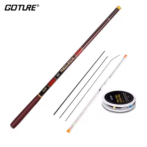Goture RED FOX Carp Fishing Rod 3.0m-7.2m Ultralight Stream Pole Rod Carbon Fiber Power Hand Taiwan 