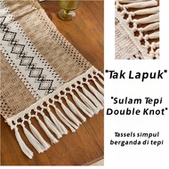 Alas Meja Gaya Etnik Gaya Desa |     Sulaman Tepi Berumbai Simpul Silang Silang |     Anti-gelincir 
