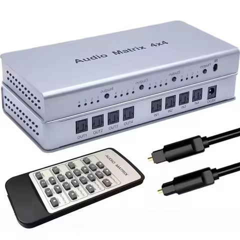 4x4 Audio Matrix Switch Splitter SPDIF / TOSLINK Digital Optical Audio Converter Digital Audio Fiber