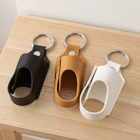 3pcs PU Leather Spray Bottle Holster Night Asthma Inhaler Bracket Key Chain Portable Cough Storage B