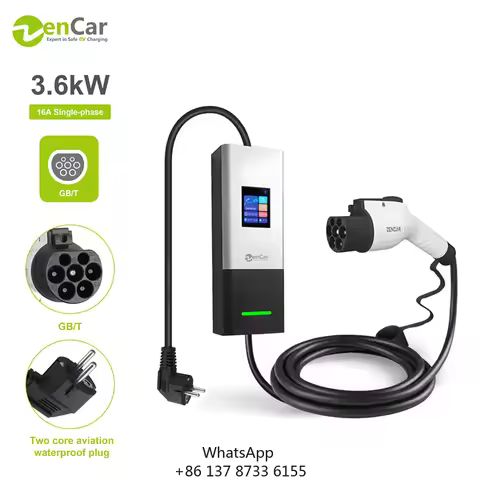 Zencar 16A Portable EV Charger 3.6KW GB/T Level 2 GBT Plug Smart EVSE With Current Adjustable For El