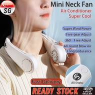 SG [Ready Stock] Portable Neck Fan USB Mini Fan Cooler Aircon Portable Fan Standing Bladeless Fan 5 Speeds Adjustable